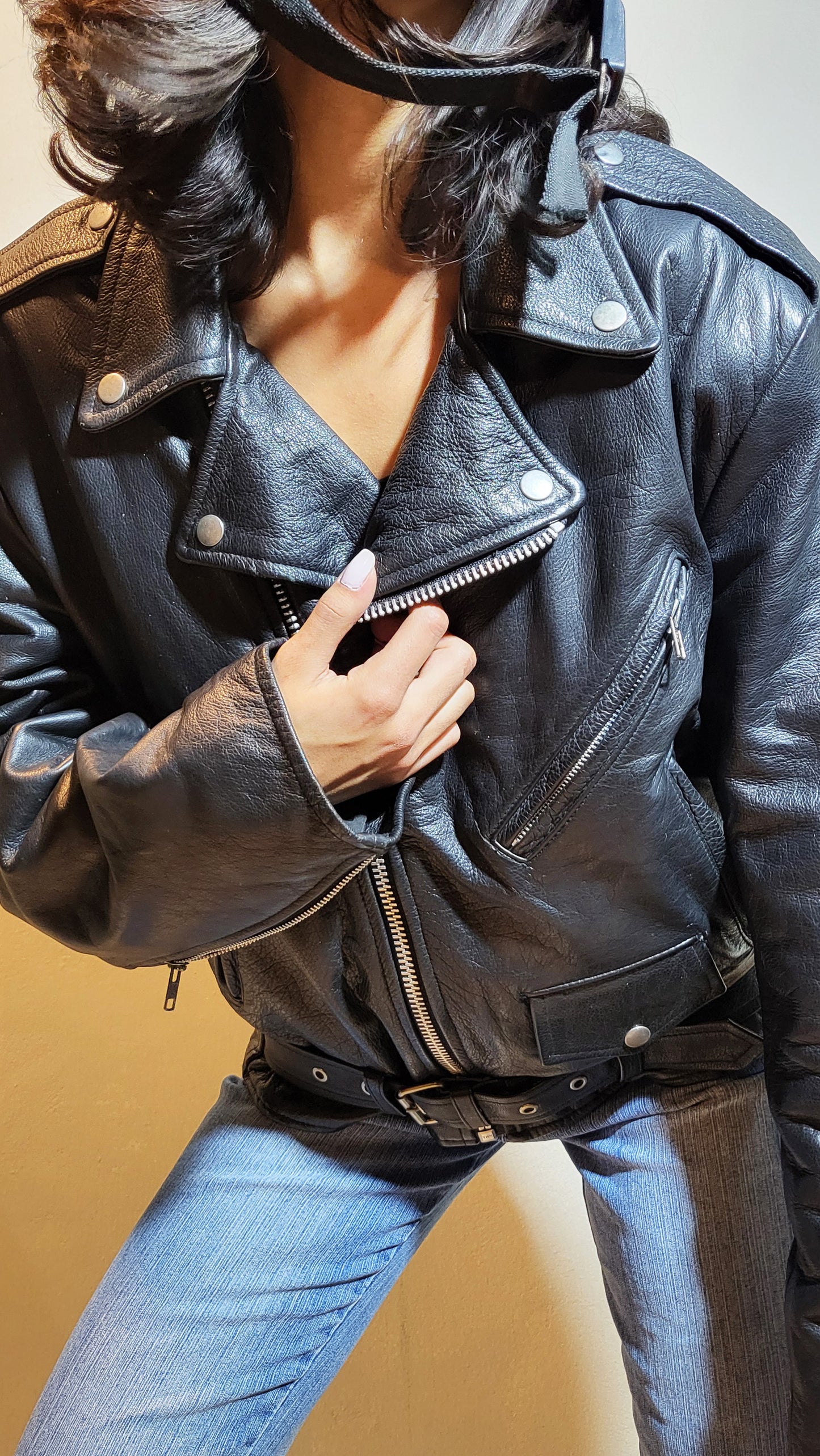 Highway 1 Oversized Leather Biker Jacket