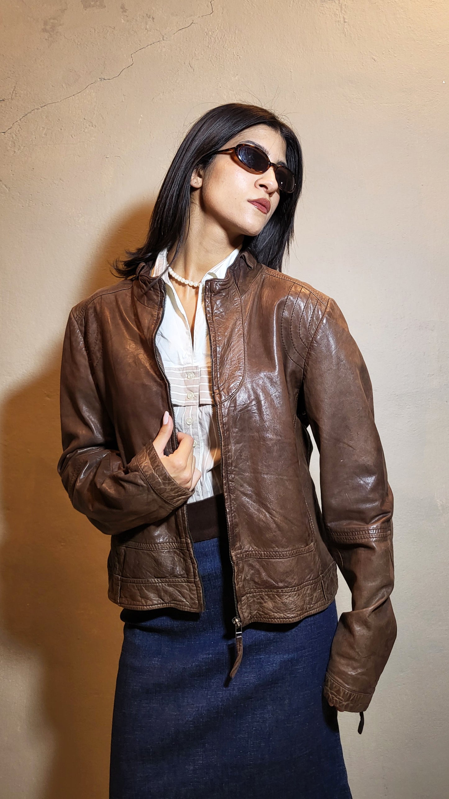 Massimo Dutti Genuine Leather Moto Jacket