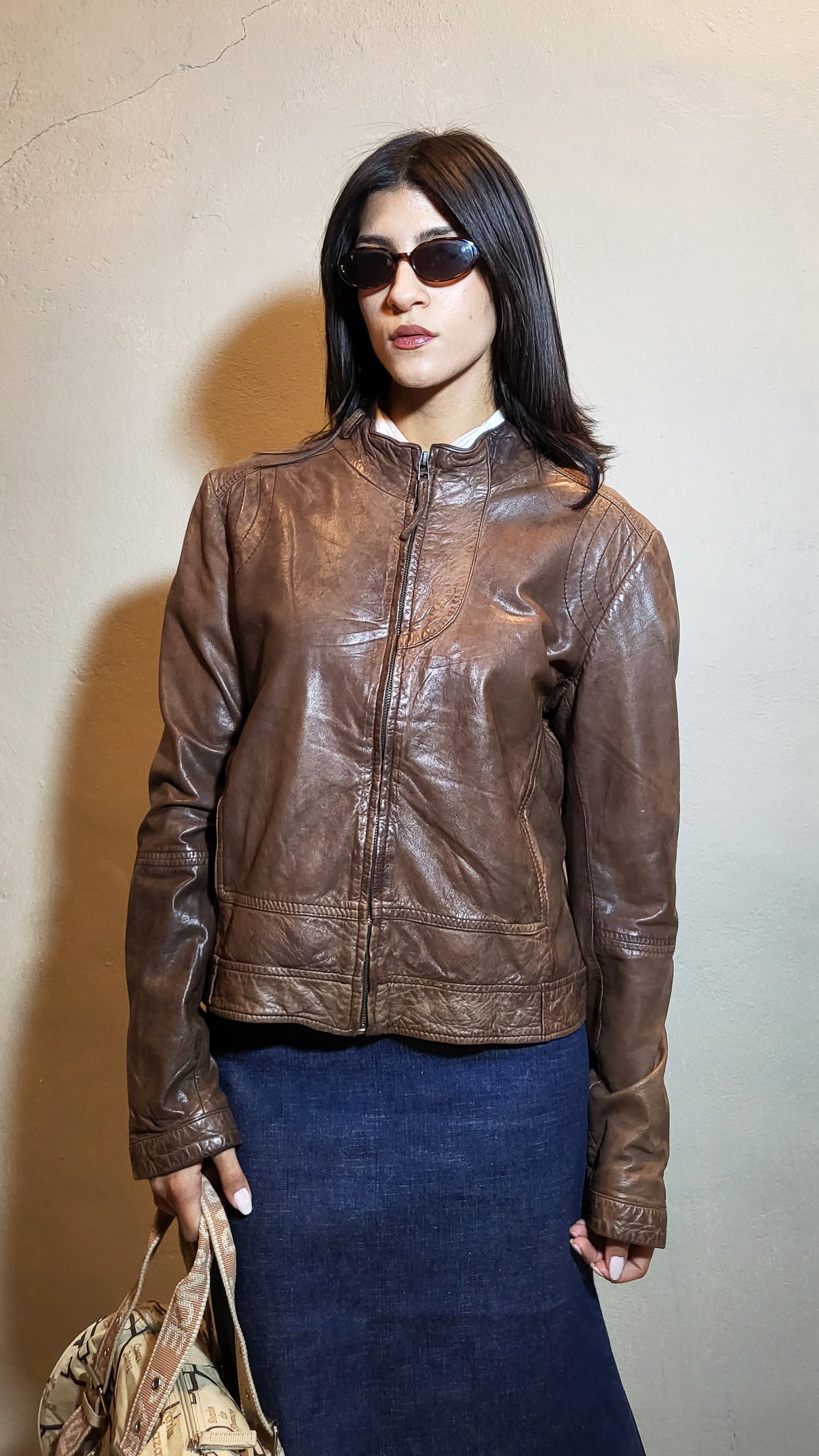 Massimo Dutti Genuine Leather Moto Jacket