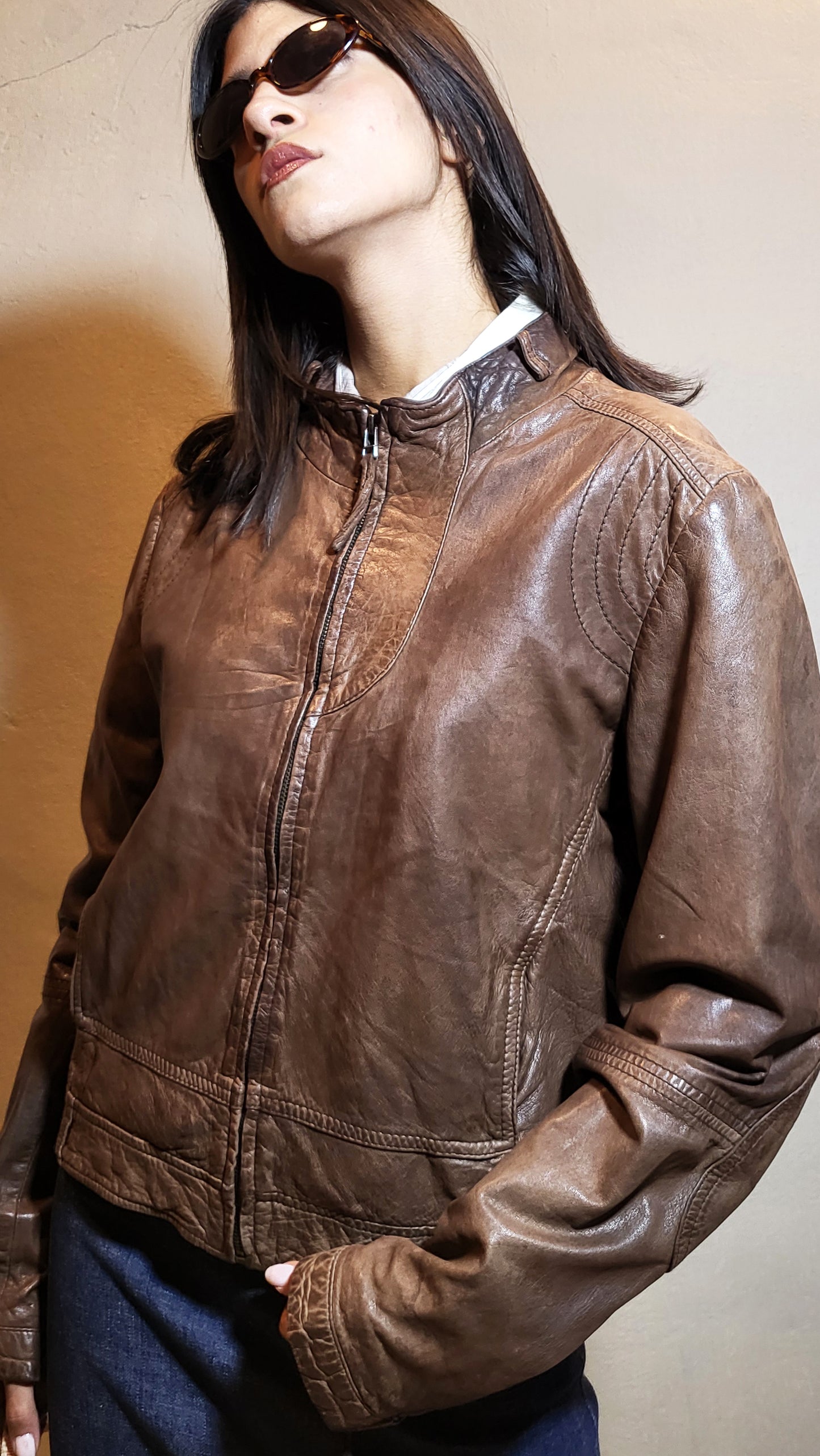 Massimo Dutti Genuine Leather Moto Jacket