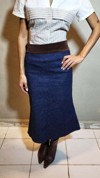 Denim & Corduroy  Mid-Waist Midi Skirt