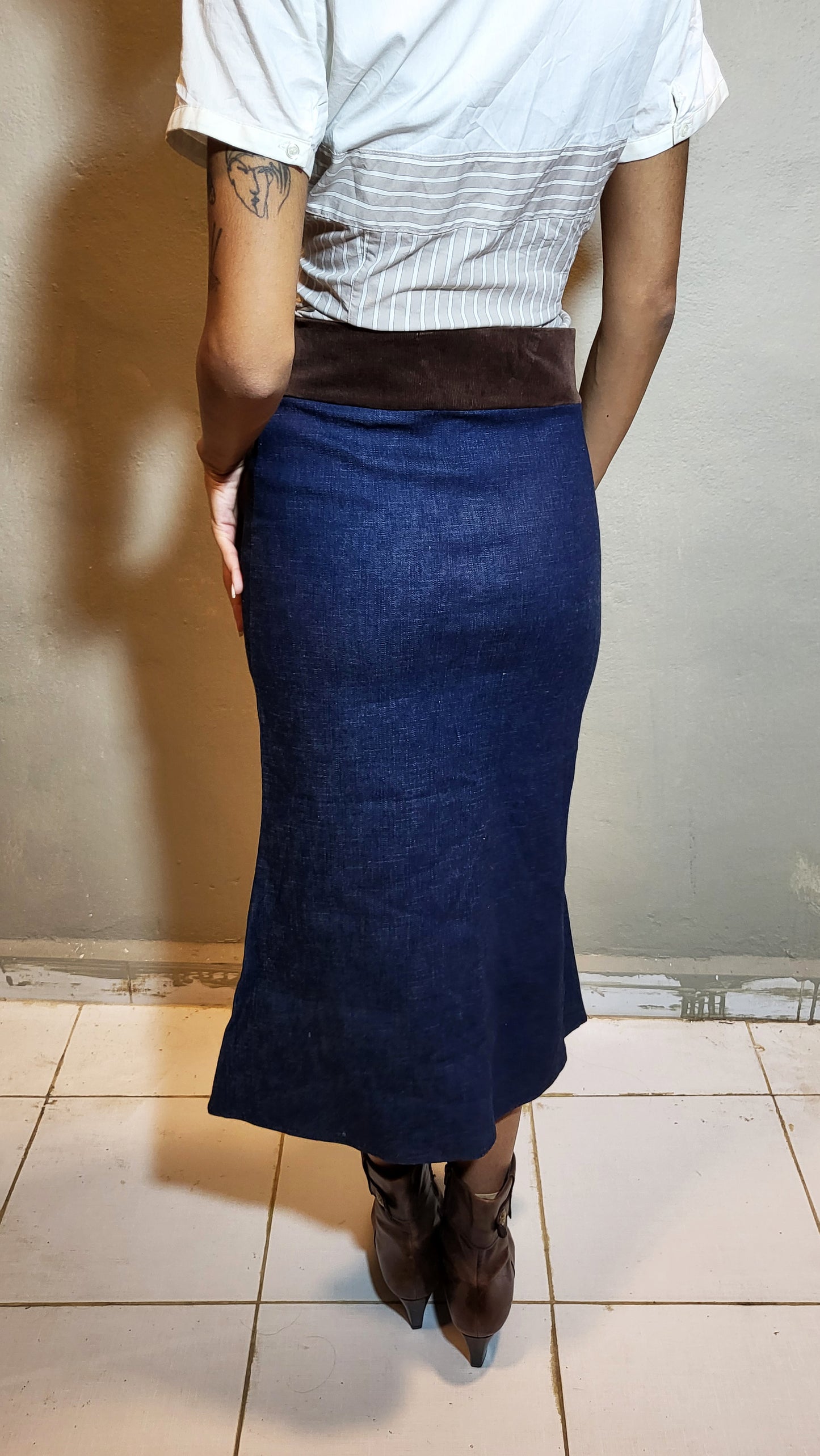 Denim & Corduroy  Mid-Waist Midi Skirt