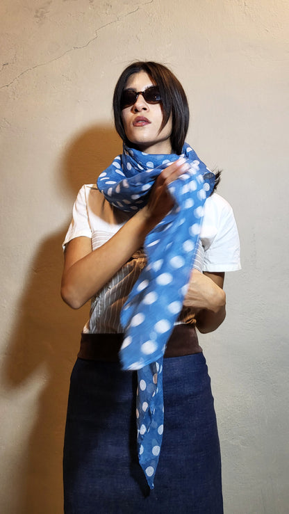 Blue Polka-Dot Lightweight Scarf