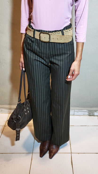 Green Pinstripe Tailored Trousers