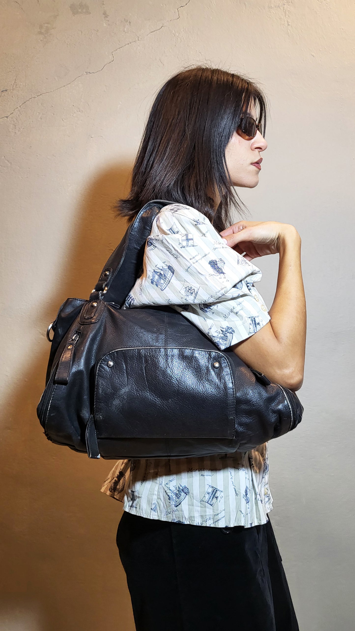 Black Genuine Leather Shoulder Bag