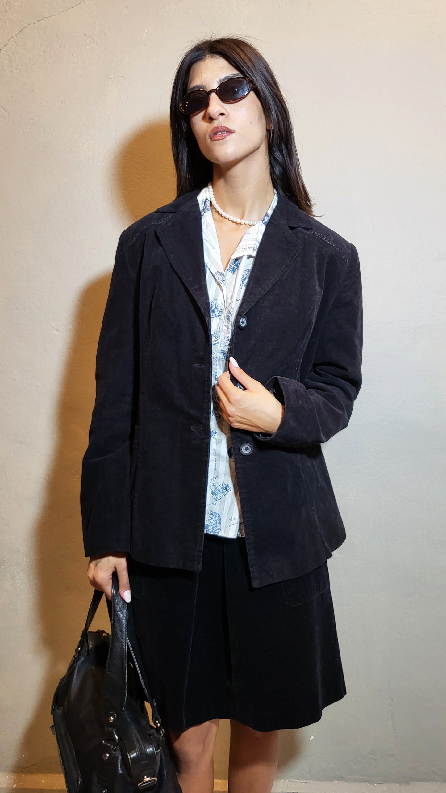 Black Corduroy Tailored Jacket