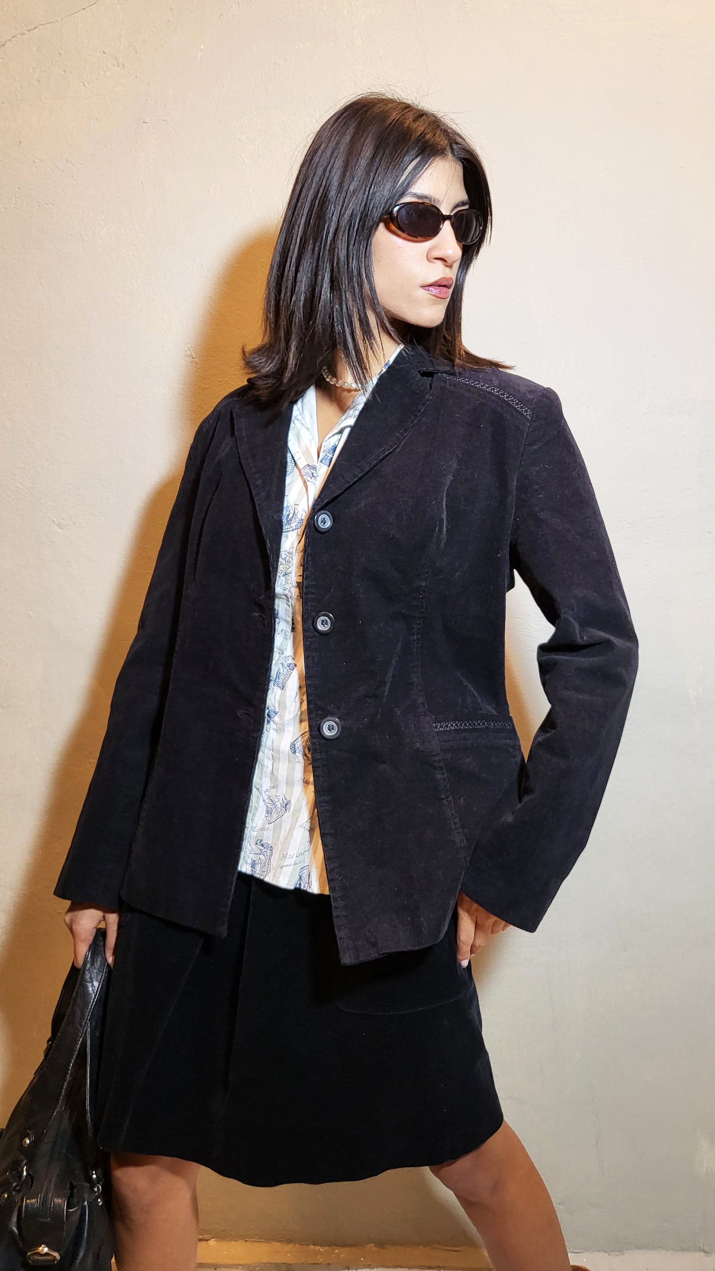 Black Corduroy Tailored Jacket