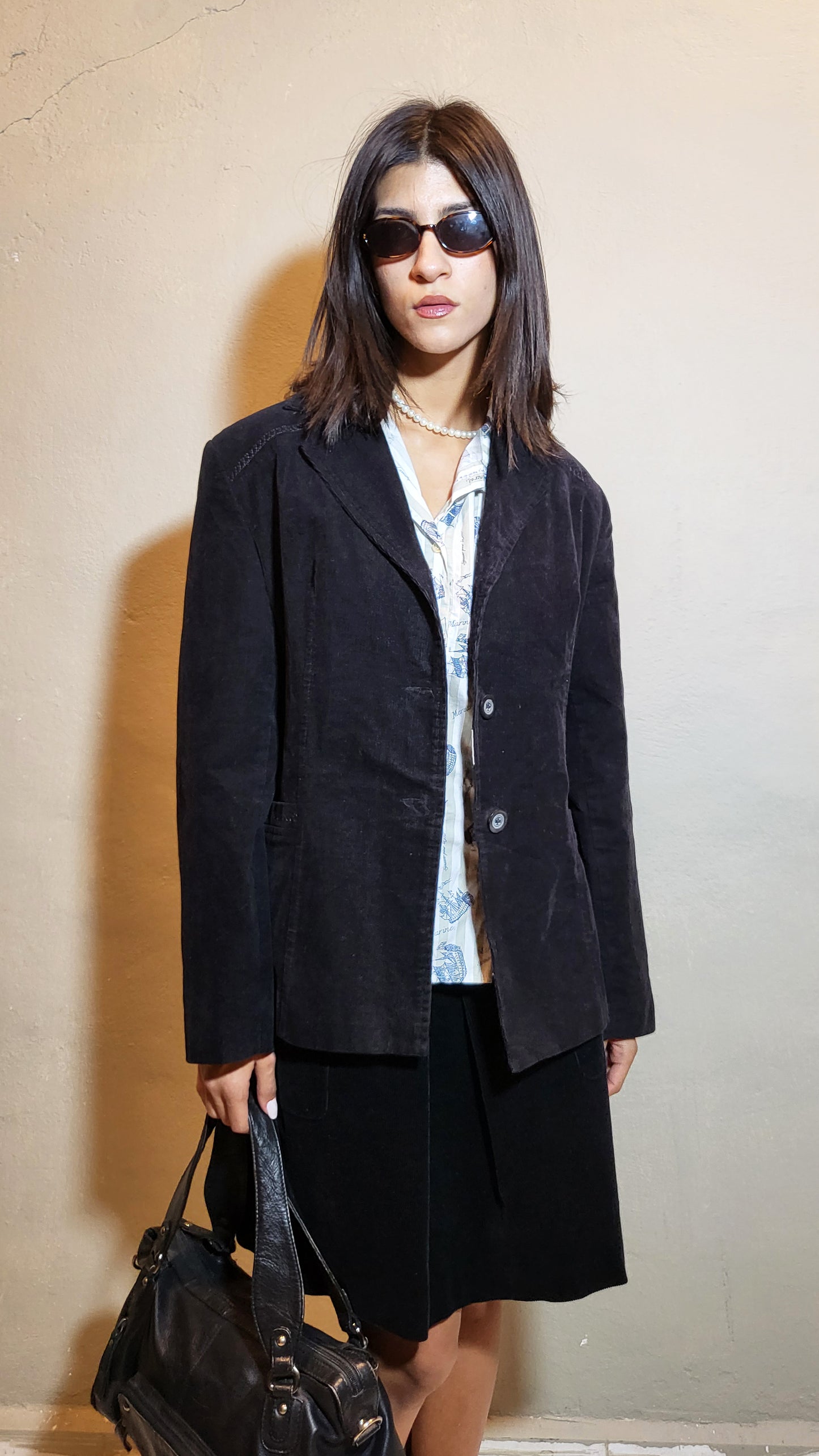 Black Corduroy Tailored Jacket