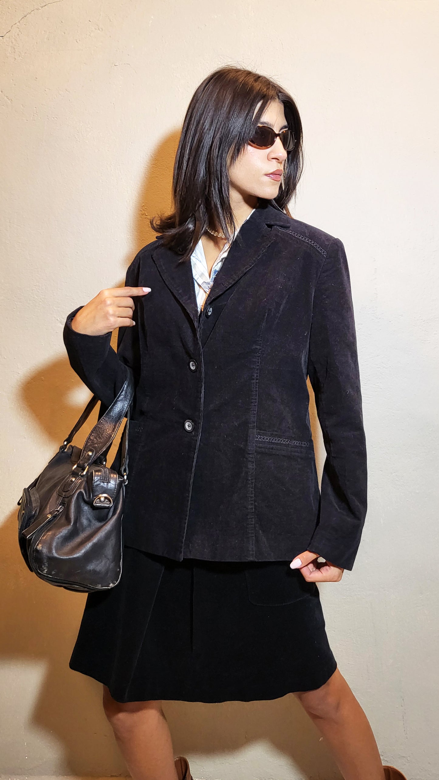 Black Corduroy Tailored Jacket