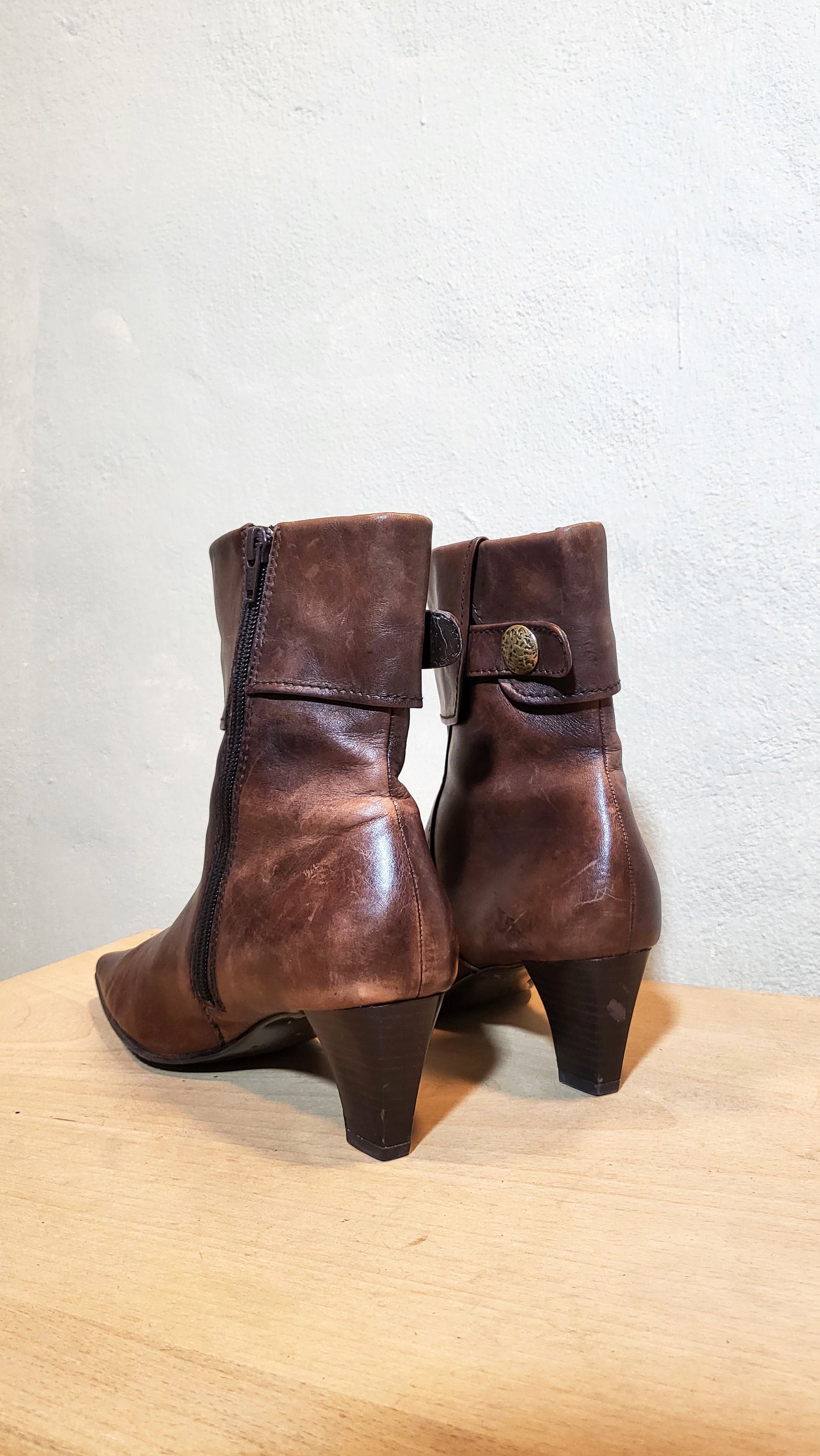 Vintage Bata “Café Parisien” Leather Ankle Boots