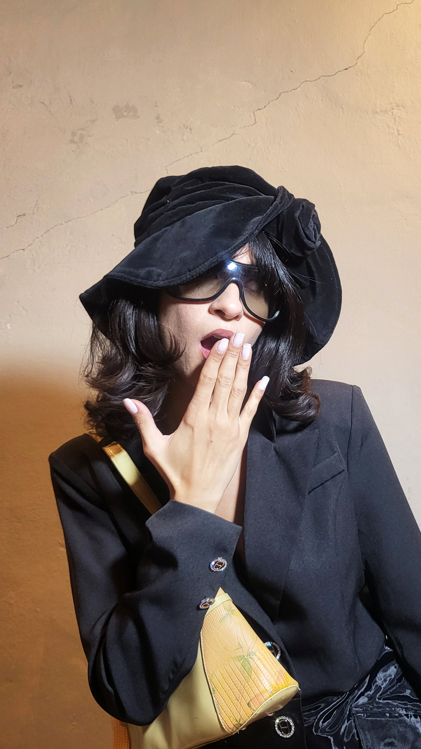 Vintage Black Velvet Sculpted Hat