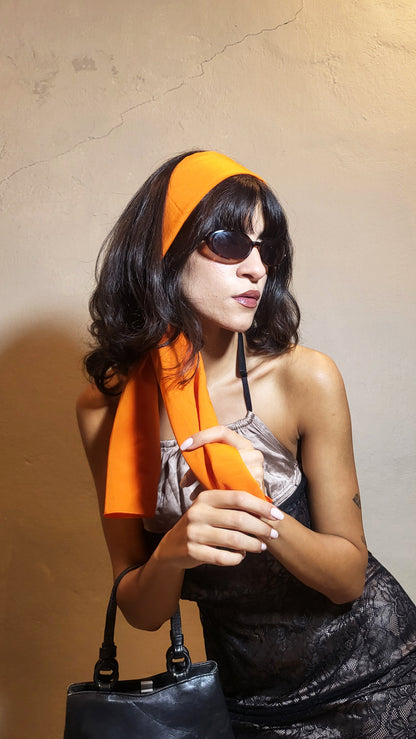 Vintage Bright Orange Silk Scarf