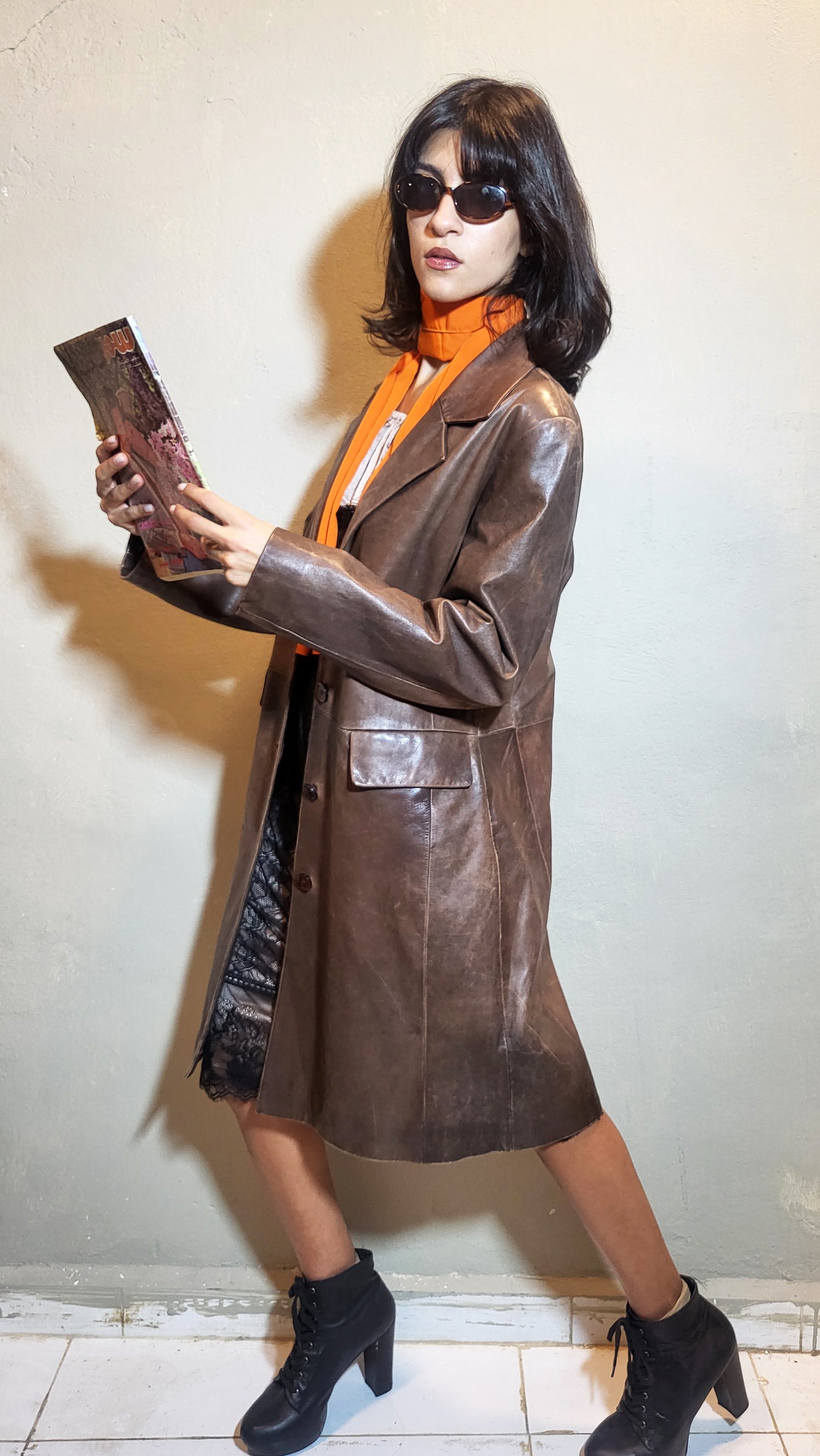 Vintage Brown Genuine Leather Coat