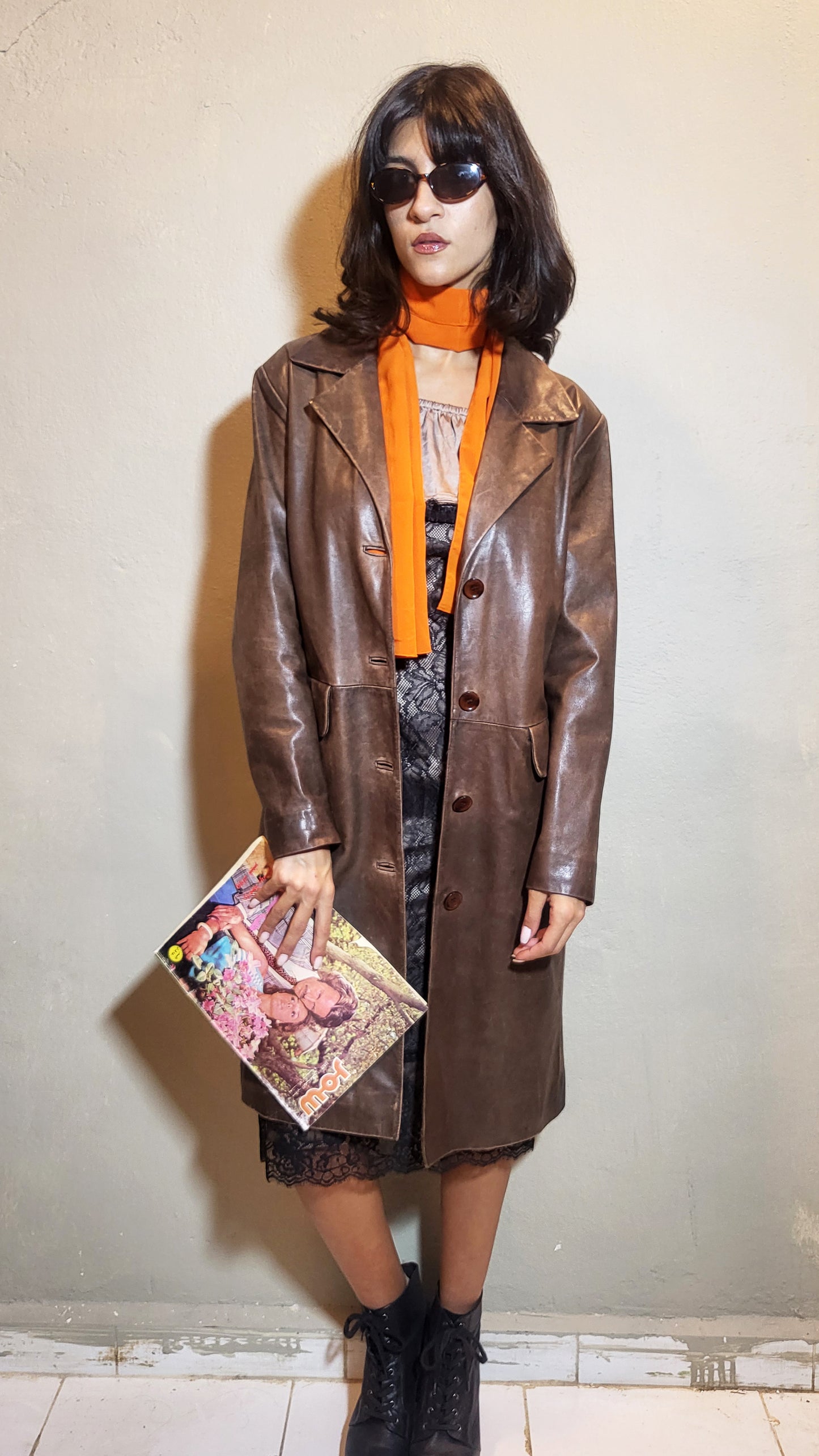Vintage Brown Genuine Leather Coat