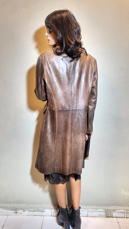 Vintage Brown Genuine Leather Coat