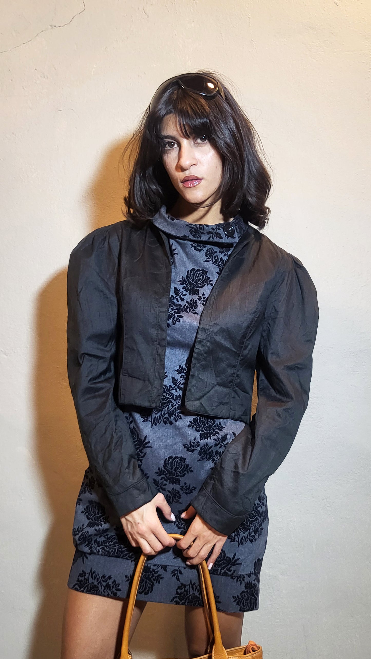 Vintage Black Structured Bolero Jacket