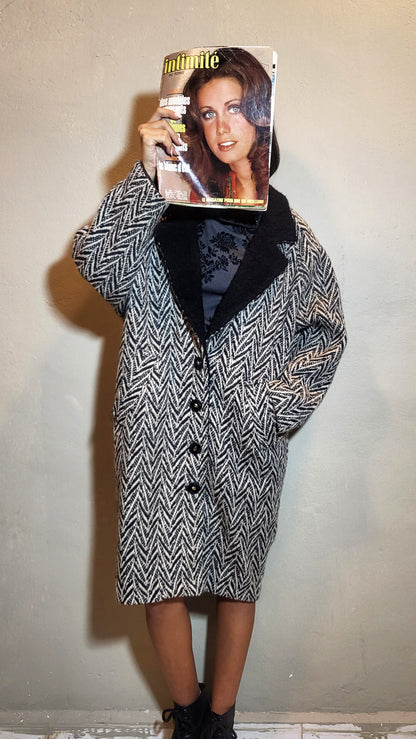 Vintage Herringbone Wool Coat