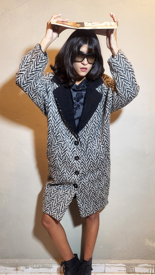 Vintage Herringbone Wool Coat