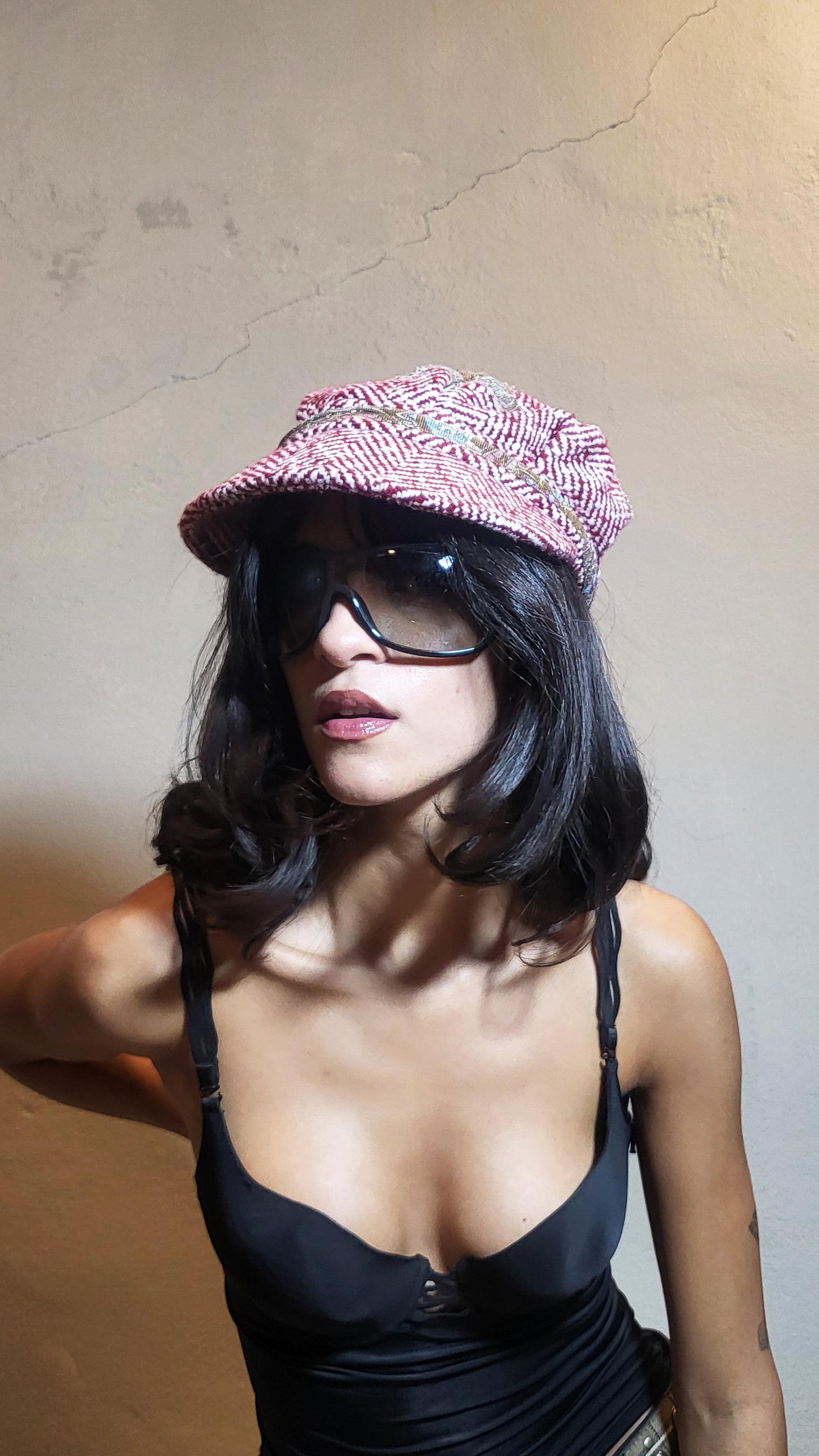 Wool Herringbone Patchwork Cadet Hat