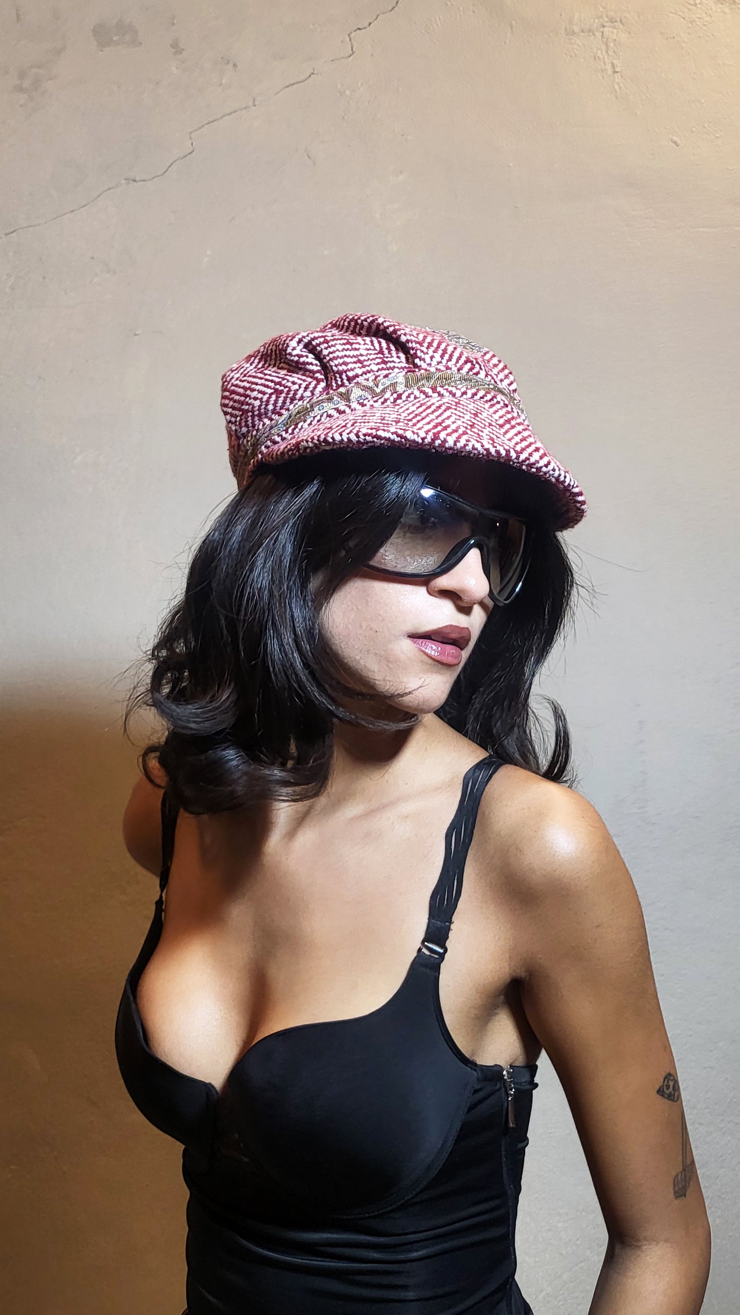 Wool Herringbone Patchwork Cadet Hat