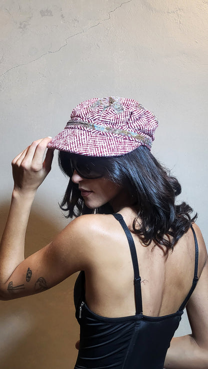 Wool Herringbone Patchwork Cadet Hat