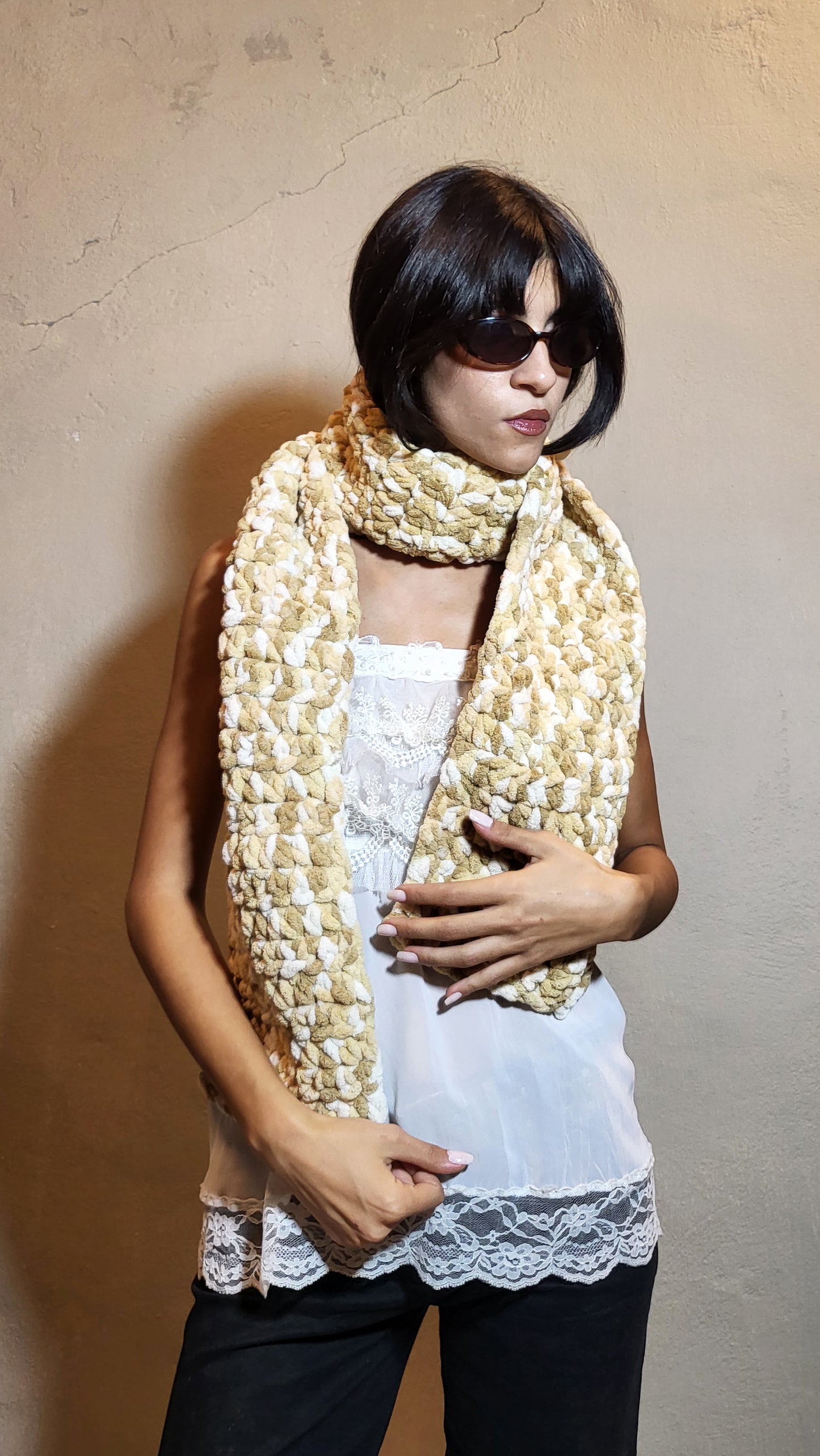 Vintage Textured Chenille Scarf