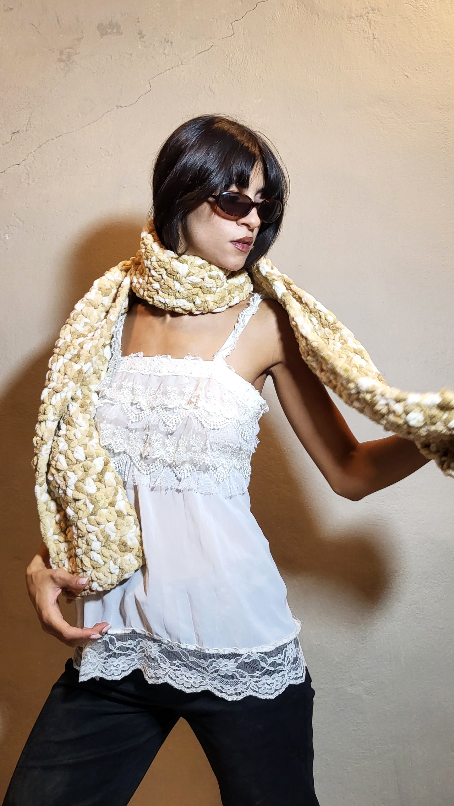 Vintage Textured Chenille Scarf