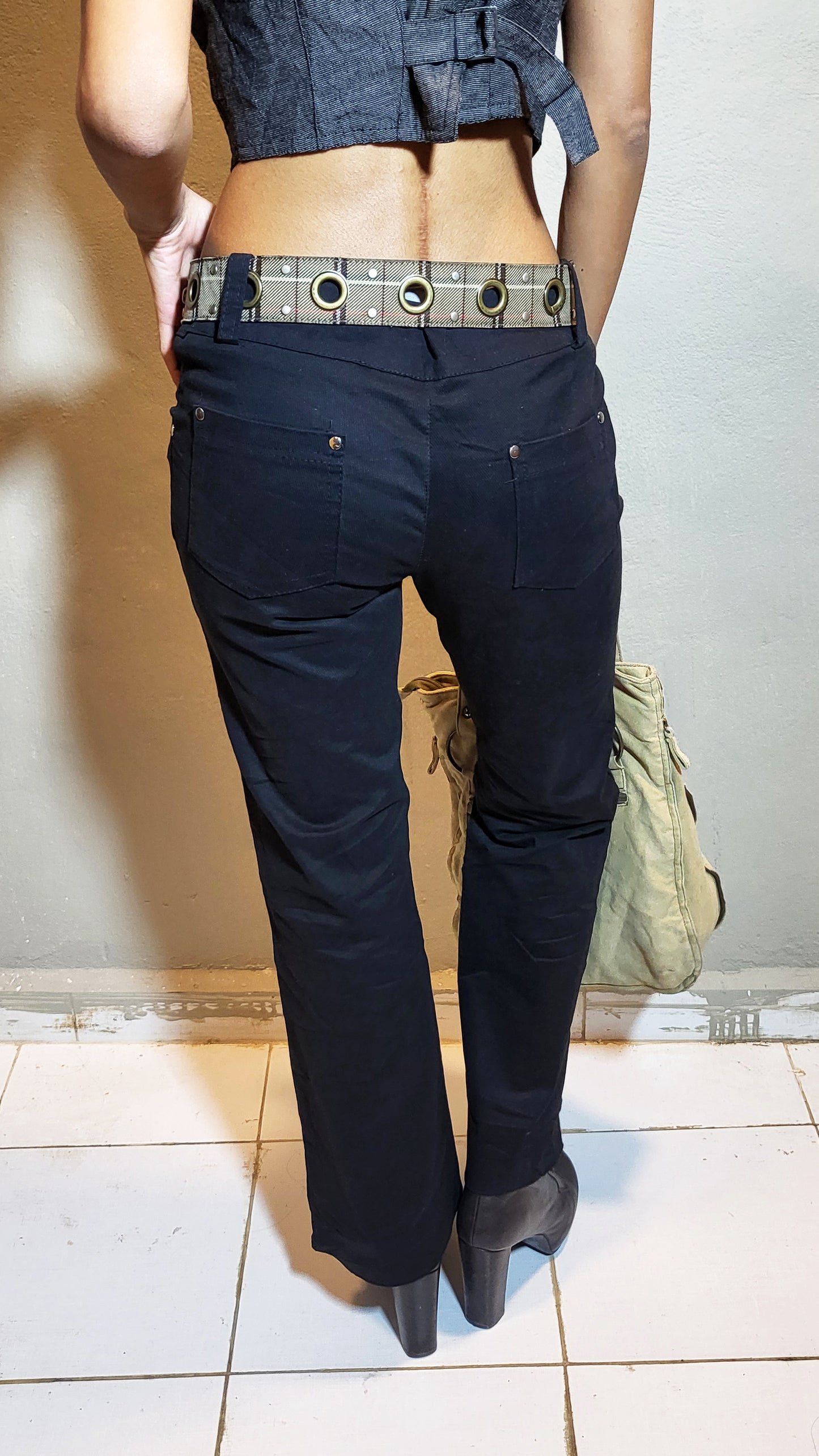 Black Low-Rise Straight-Leg Pants