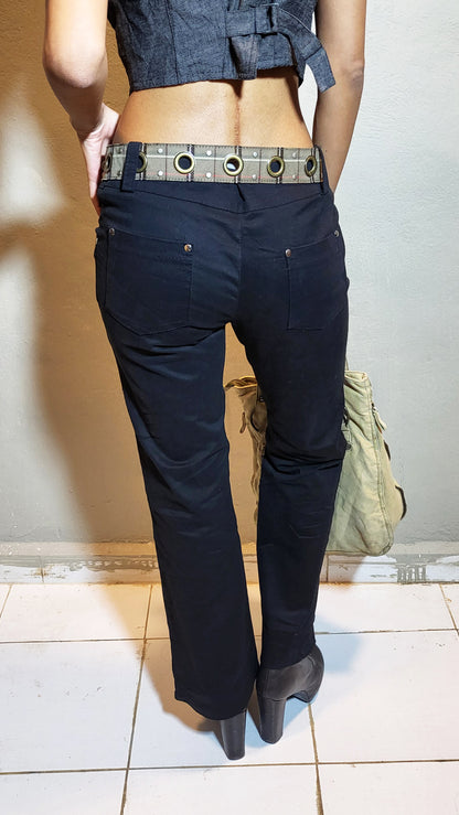 Black Low-Rise Straight-Leg Pants