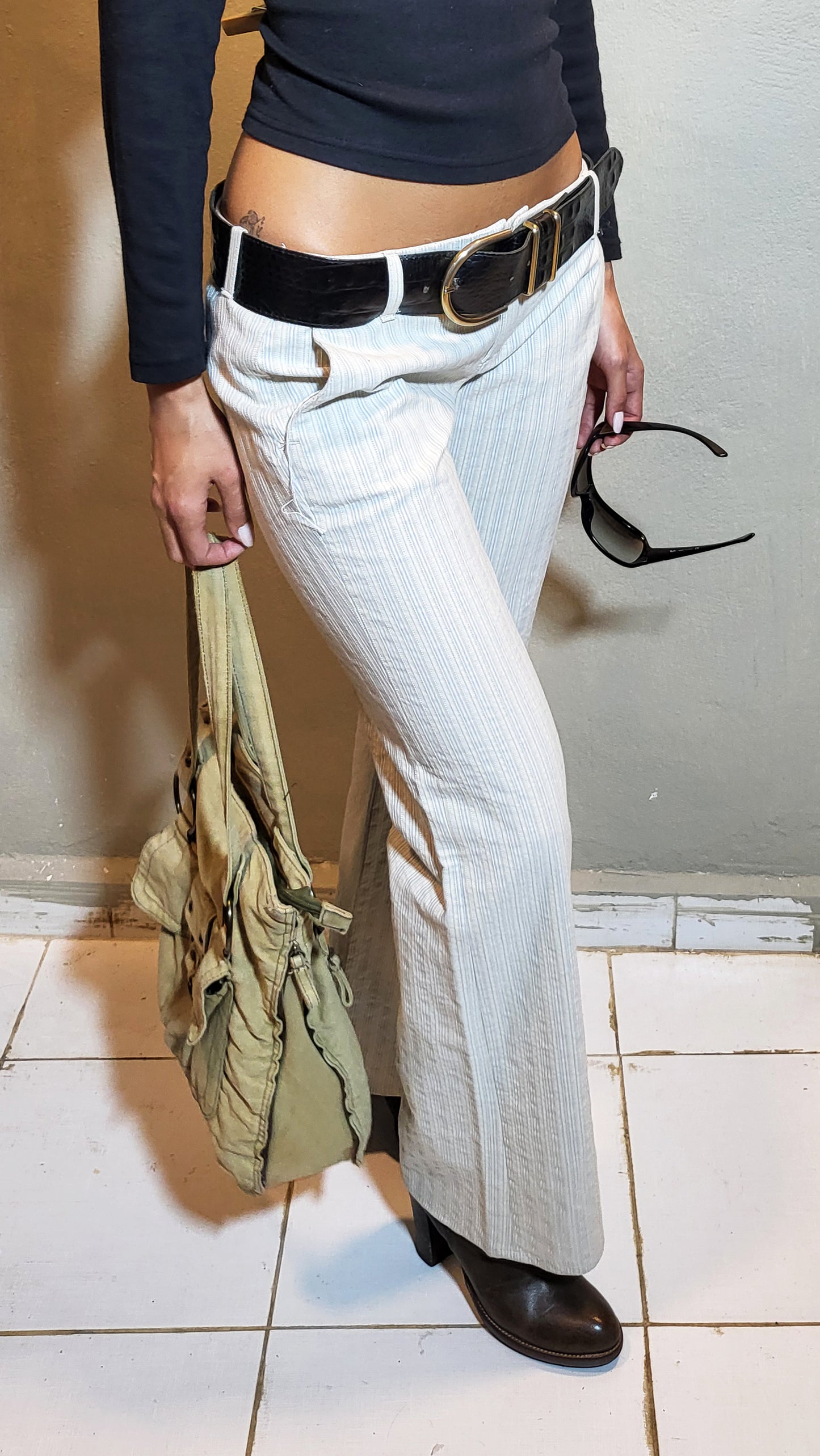 Y2K Low-Rise Striped Bootcut Pants