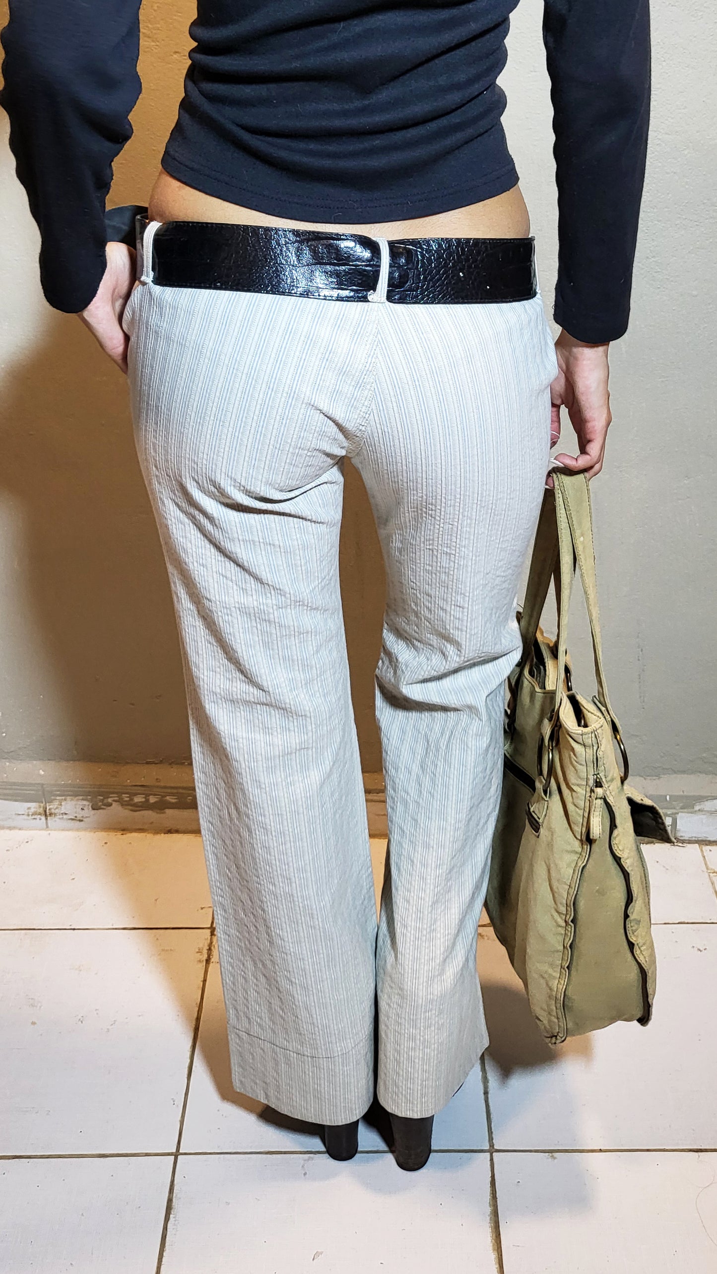 Y2K Low-Rise Striped Bootcut Pants