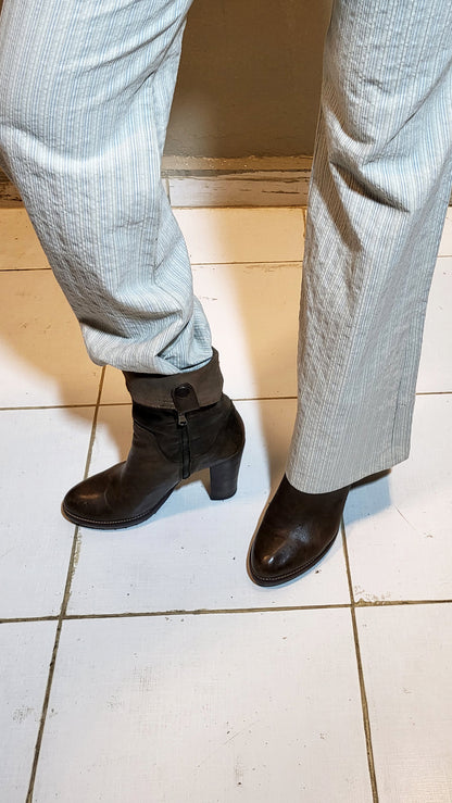 PERONI Genuine Leather & Suede Foldover Boots