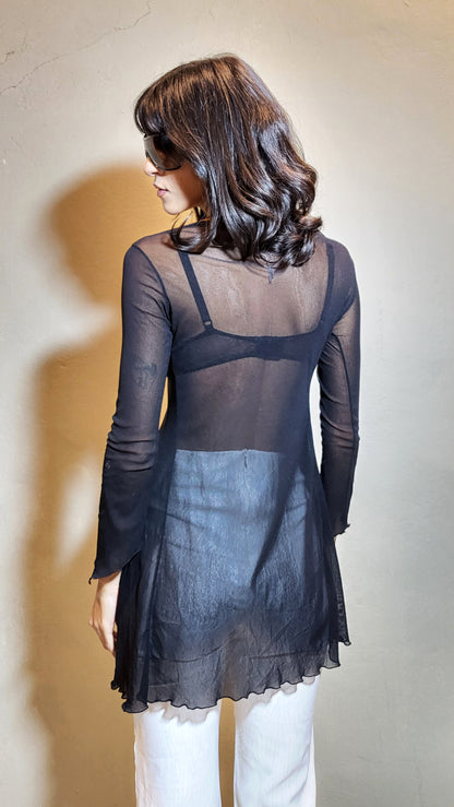 Sheer Tie-Front Mesh Top