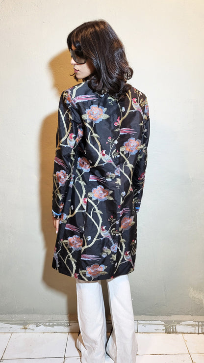 Embroidered Floral Satin Coat