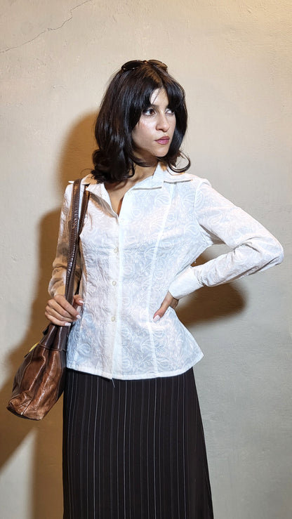 Anna Surjo White Embroidered Fitted Shirt