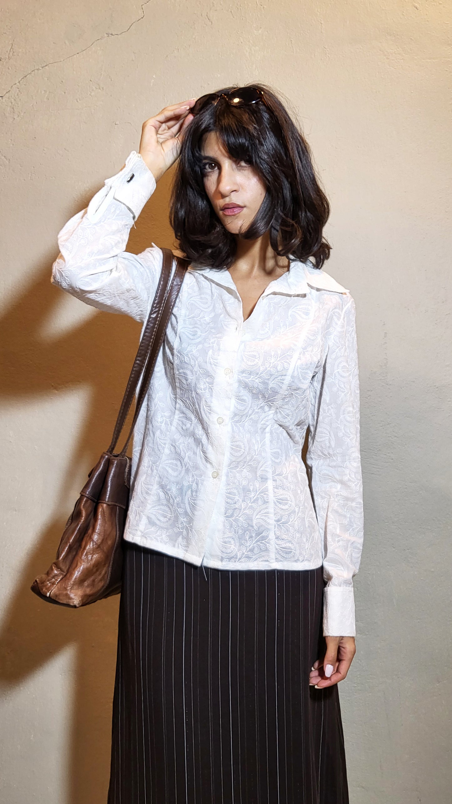 Anna Surjo White Embroidered Fitted Shirt