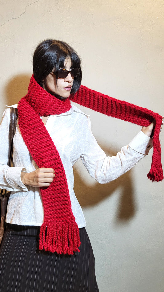 Chunky Red Knit Scarf