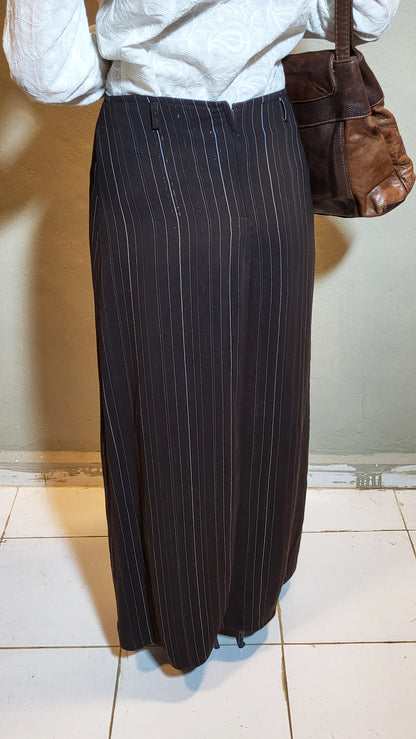 Brown Pinstripe Sparkle Maxi Skirt