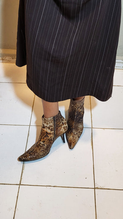 Angelo Marani Leopard Studded Heeled Boots