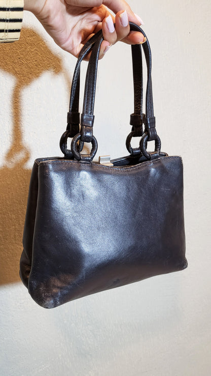 Vintage Black Leather Mini Handbag