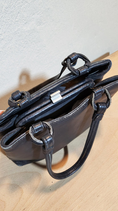 Vintage Black Leather Mini Handbag