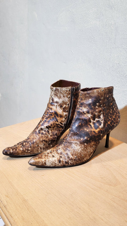 Angelo Marani Leopard Studded Heeled Boots