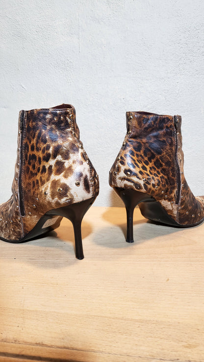 Angelo Marani Leopard Studded Heeled Boots