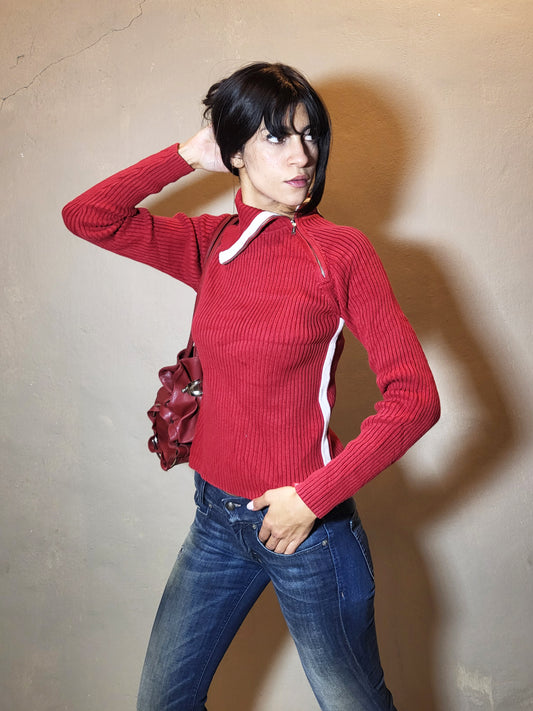 Esprit Ribbed Half-Zip Cotton Top