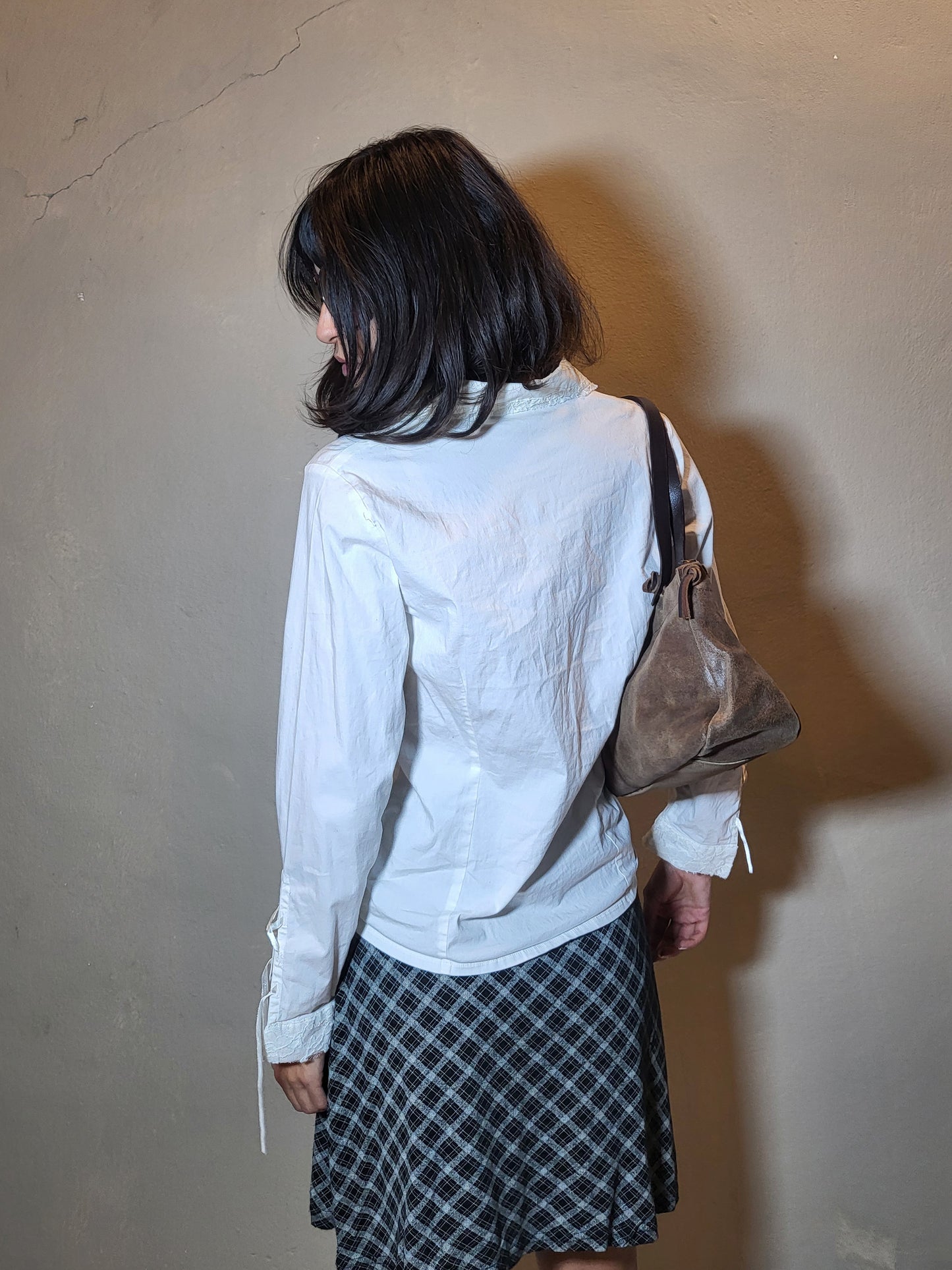 Lace-Panel White Blouse