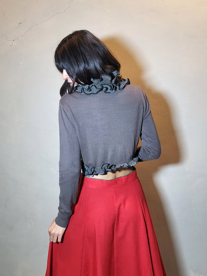 Lola & Liza Cropped Ruffle Cardigan