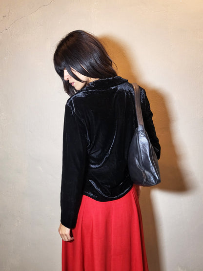 Velvet Button-Up Top