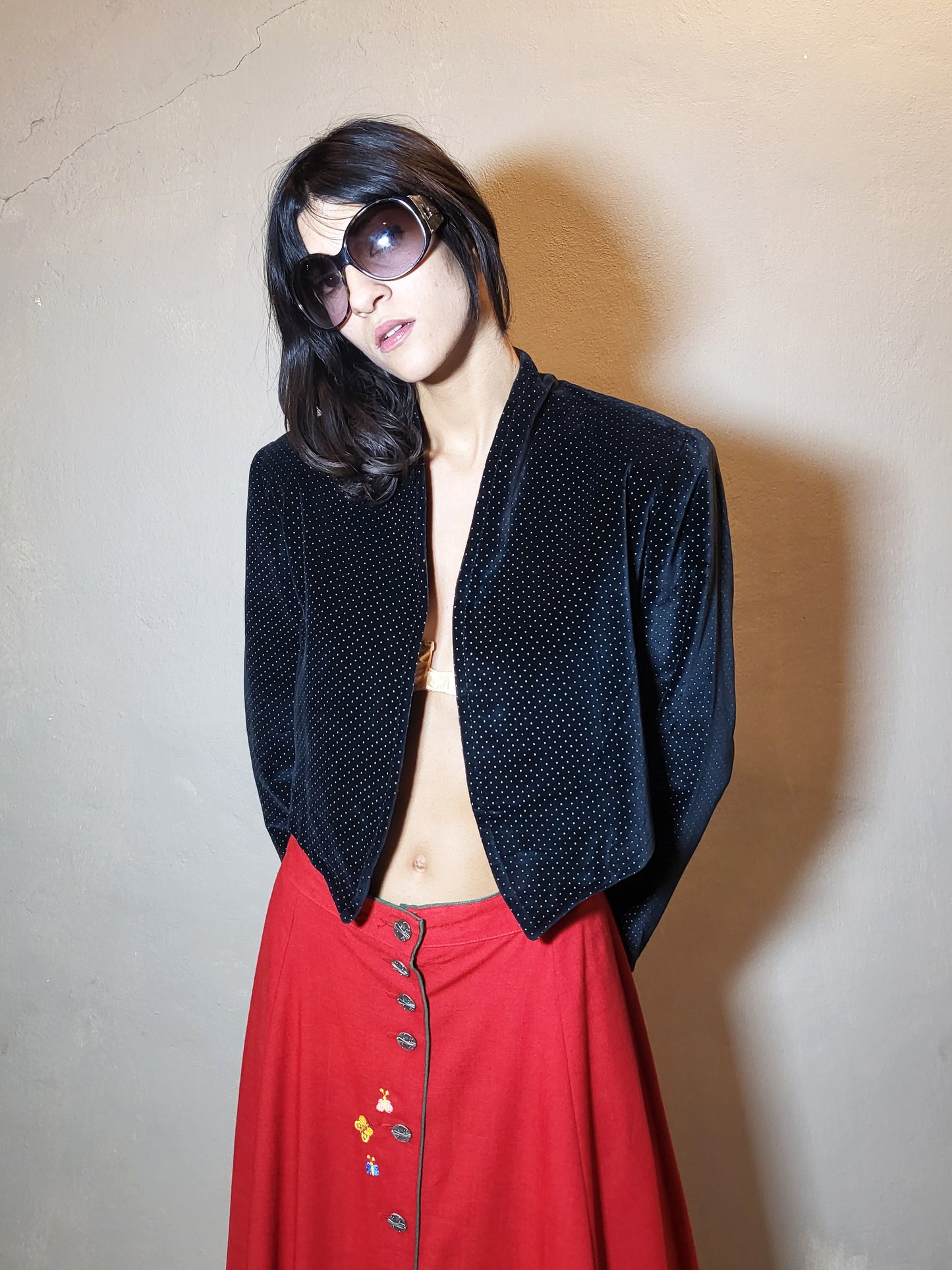 Dotted Velvet Bolero Jacket