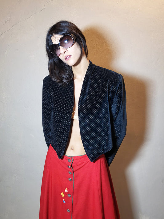 Dotted Velvet Bolero Jacket