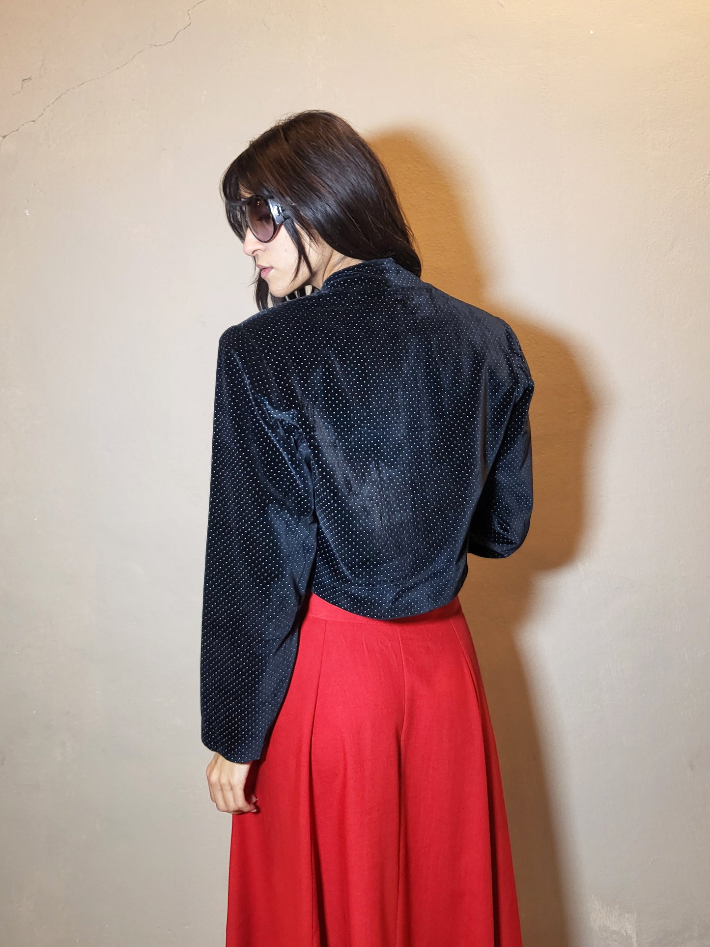 Dotted Velvet Bolero Jacket
